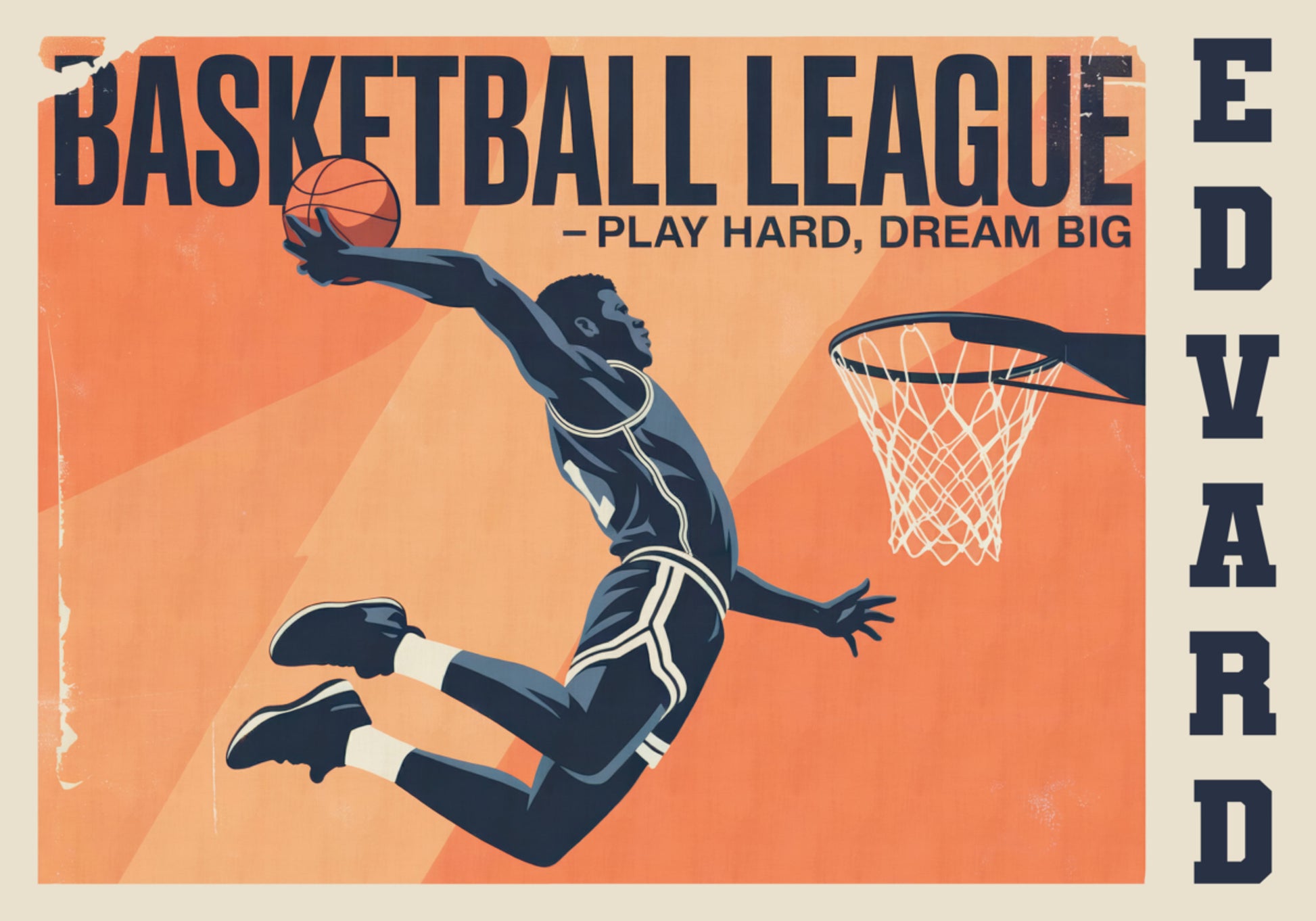Cartel de juego de baloncesto vintage