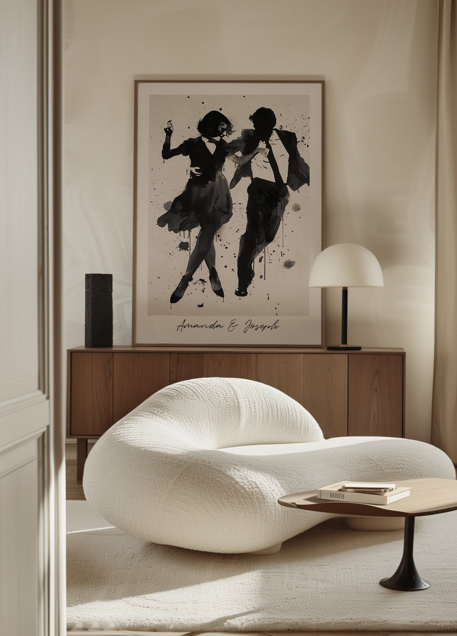 Silueta de pareja de baile Ink Art