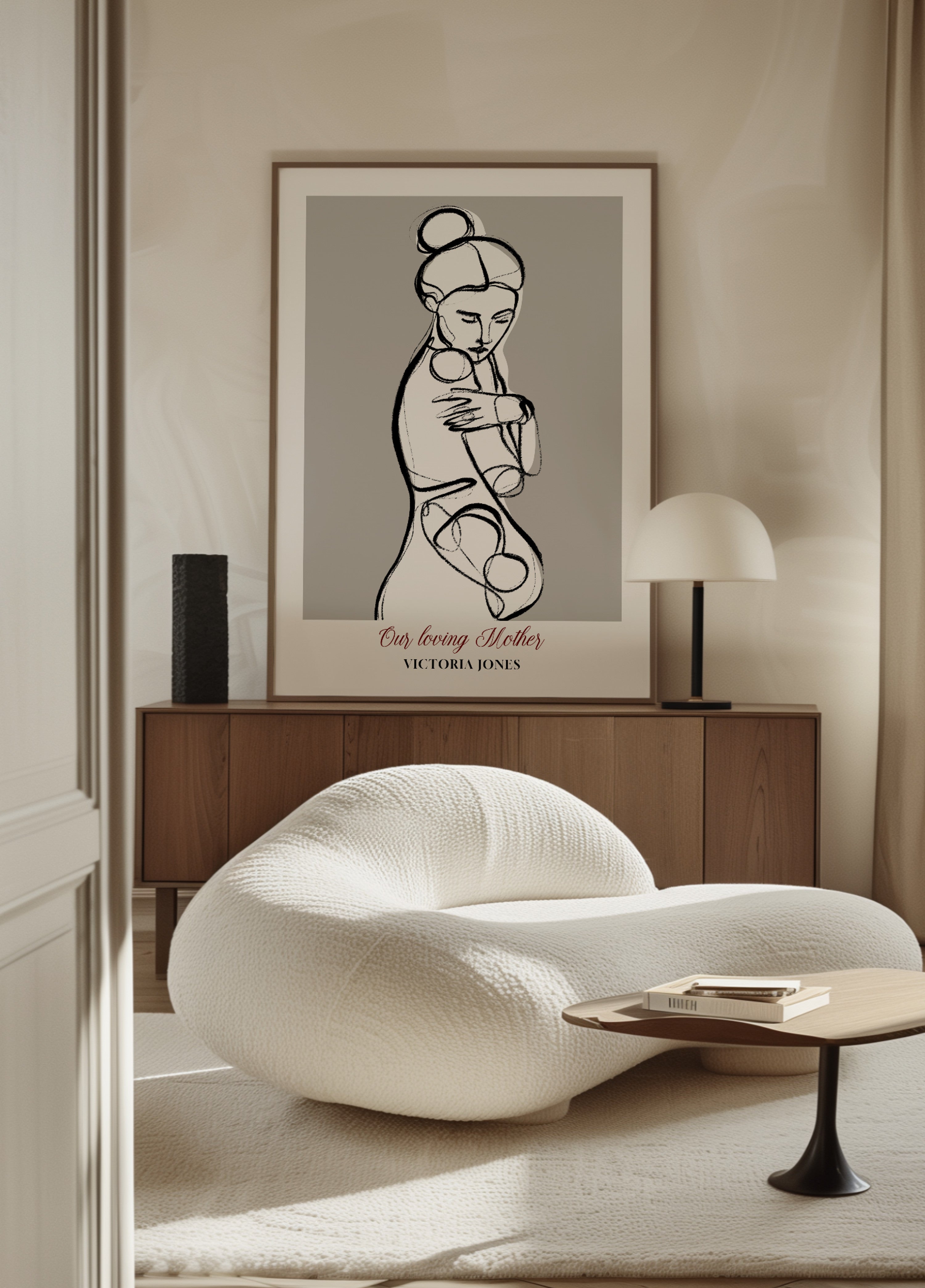 Arte lineal minimalista de mujer en autoabrazos