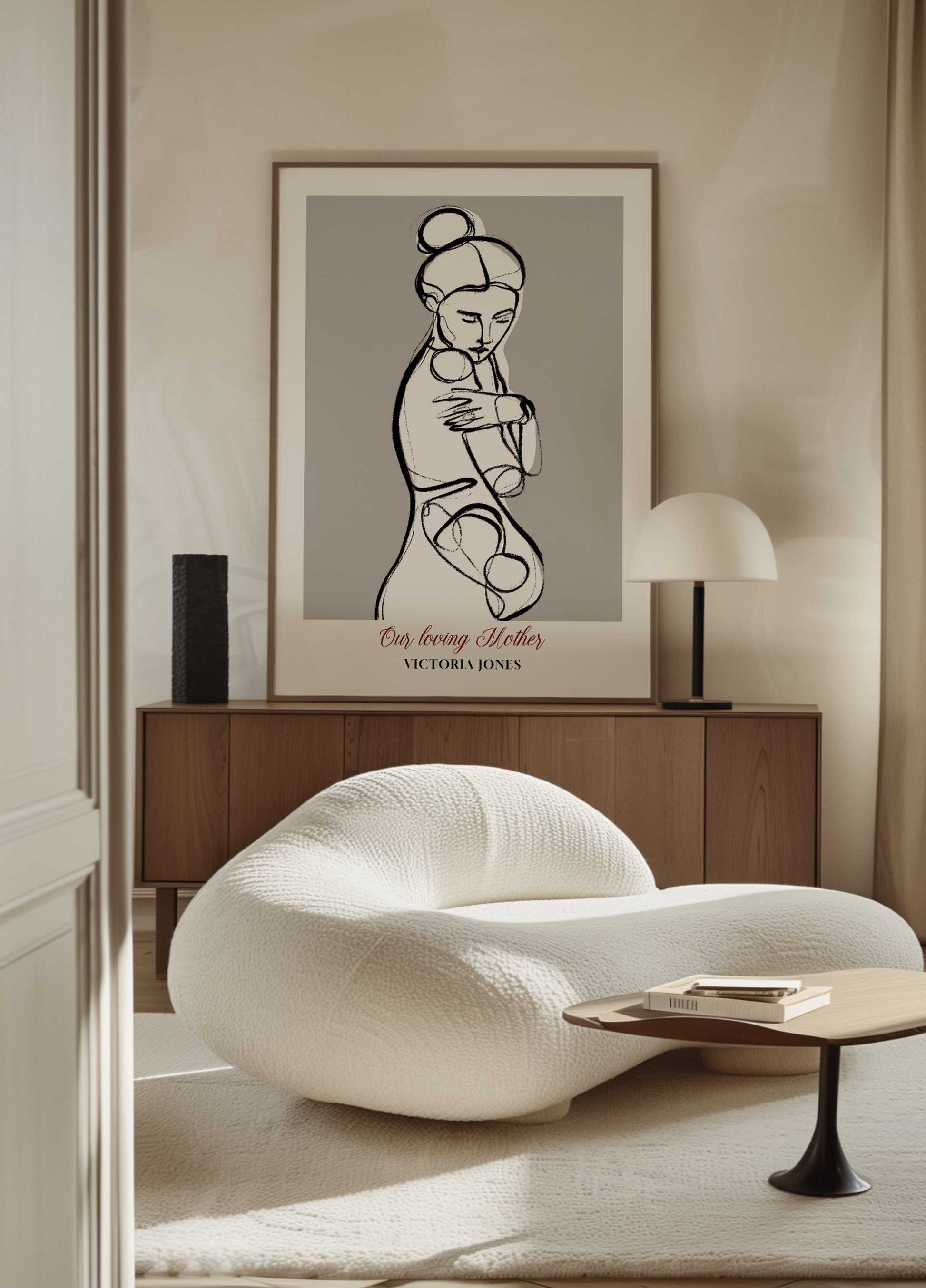 Arte lineal minimalista de mujer en autoabrazos