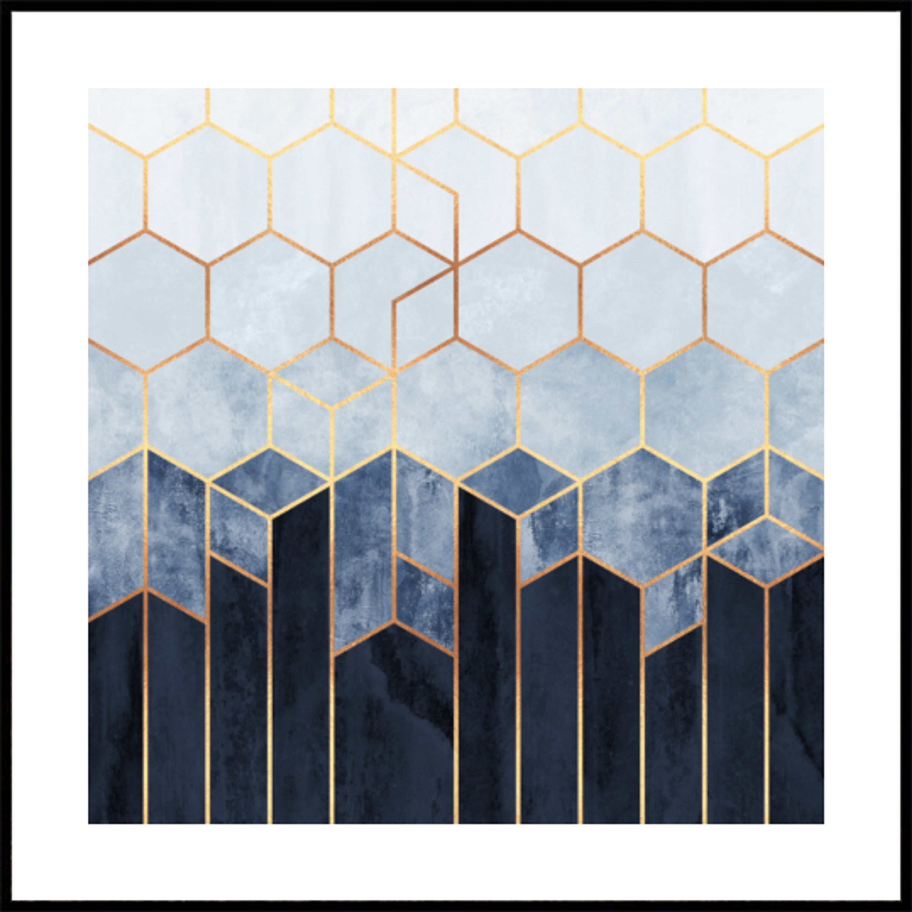Hexágonos azules dorados