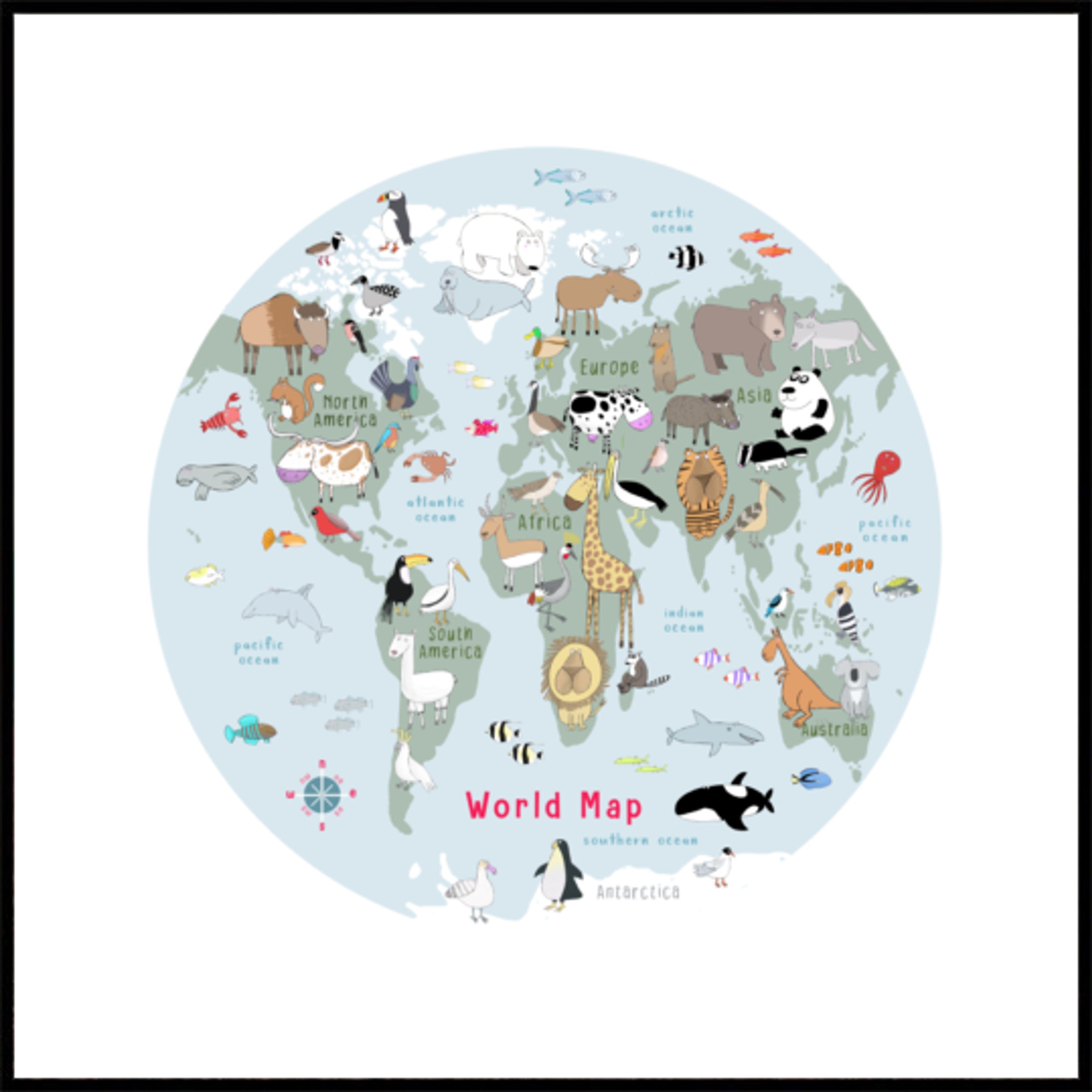 Lindo mapa del mundo animal