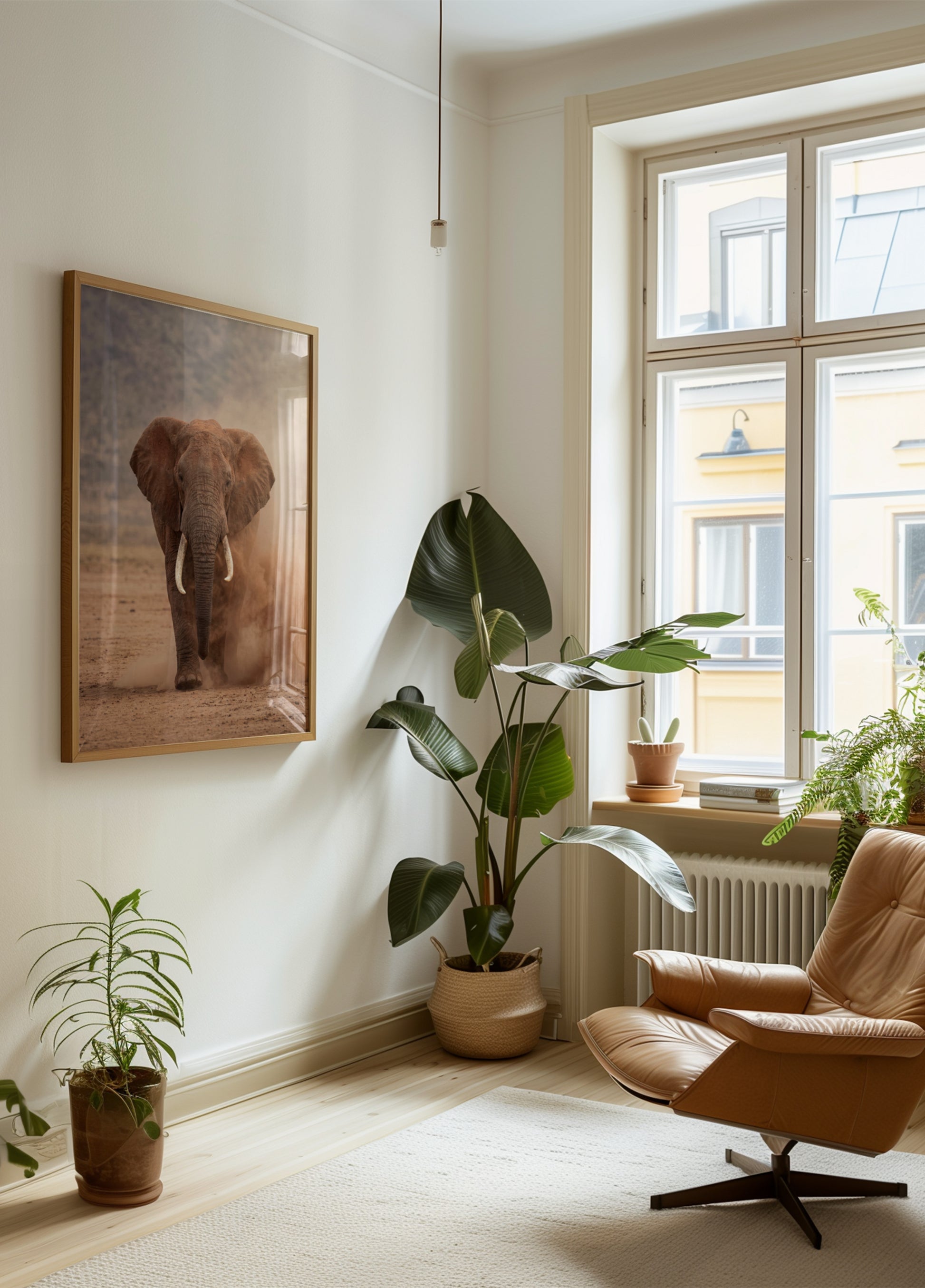 Poderoso elefante polvoriento