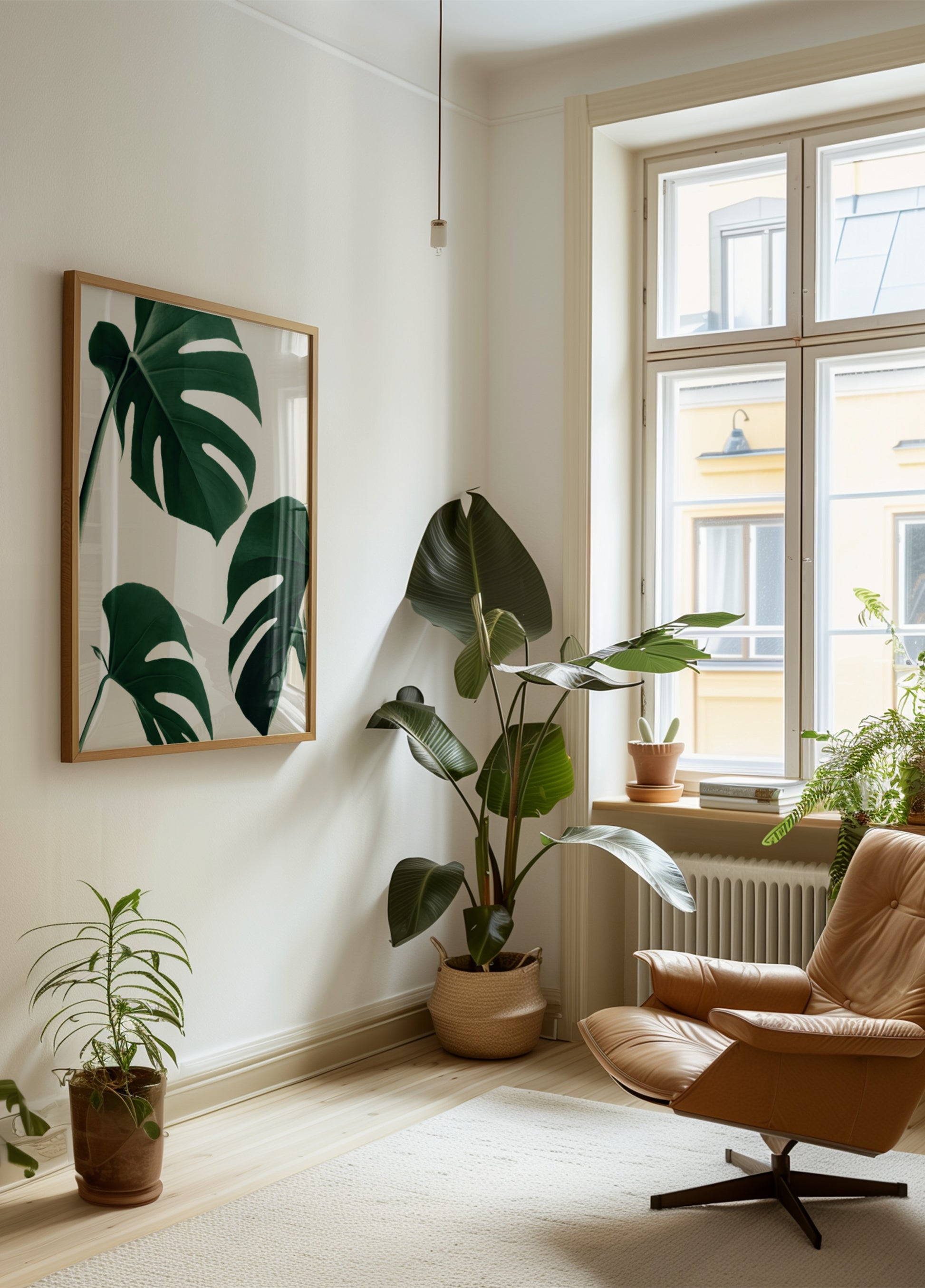 Hojas verdes frescas de monstera