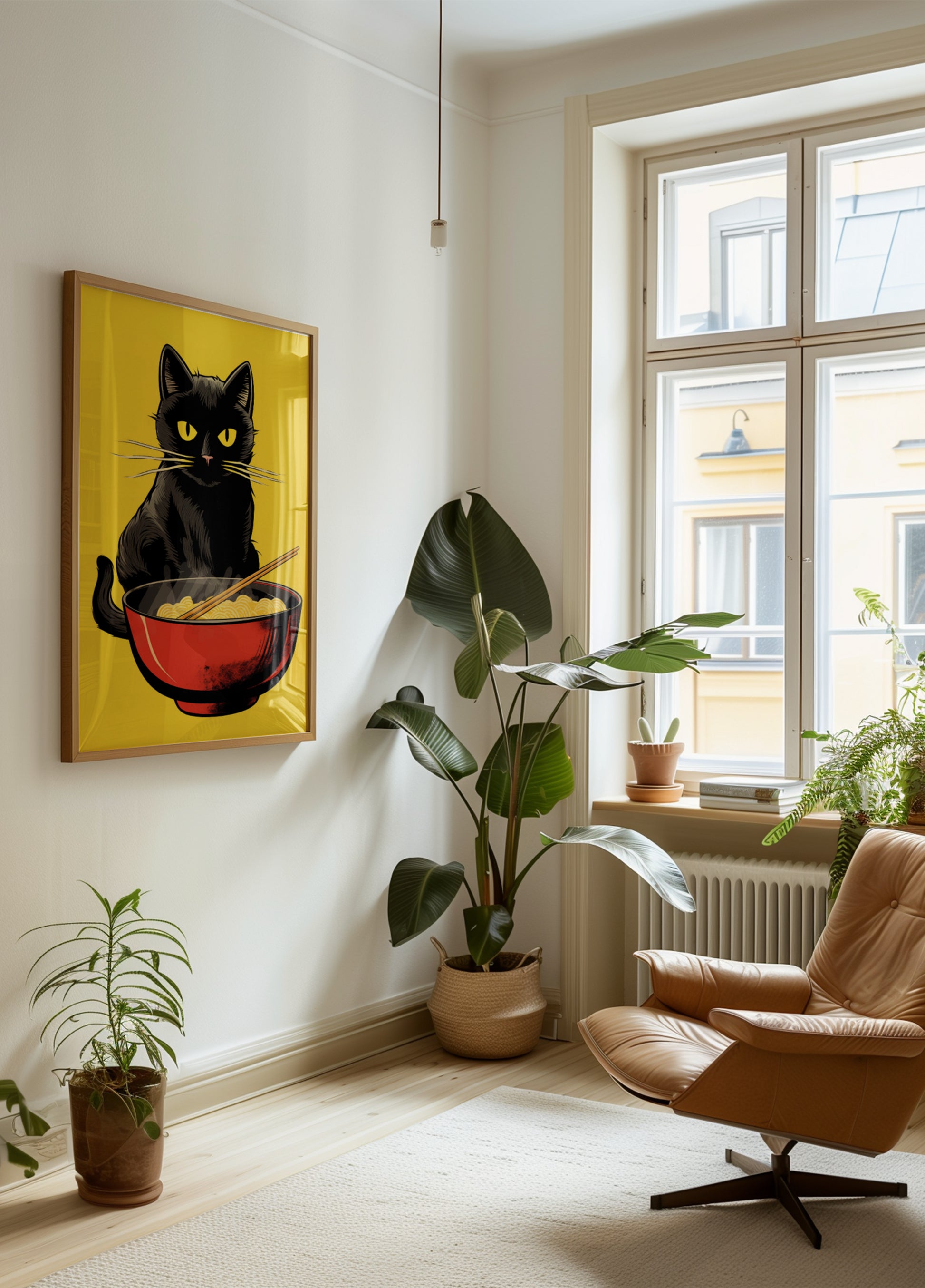 Tazón de ramen de gato negro