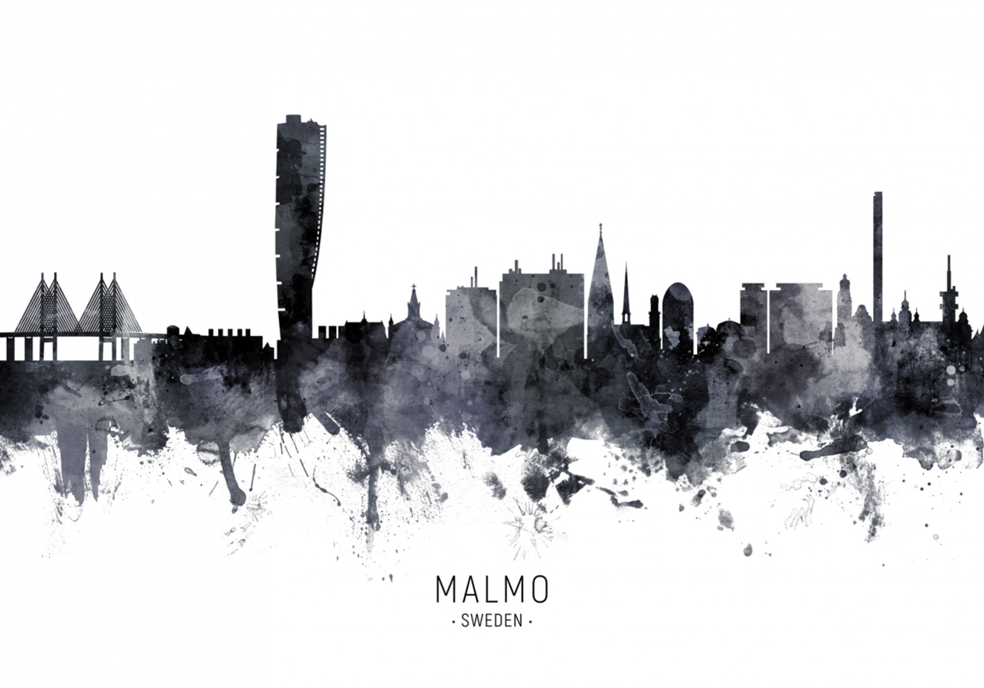 Acuarela del horizonte de Malmö