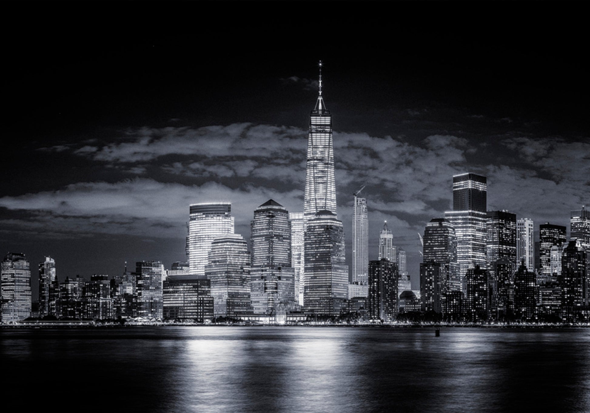 Horizonte nocturno de la ciudad de Nueva York
