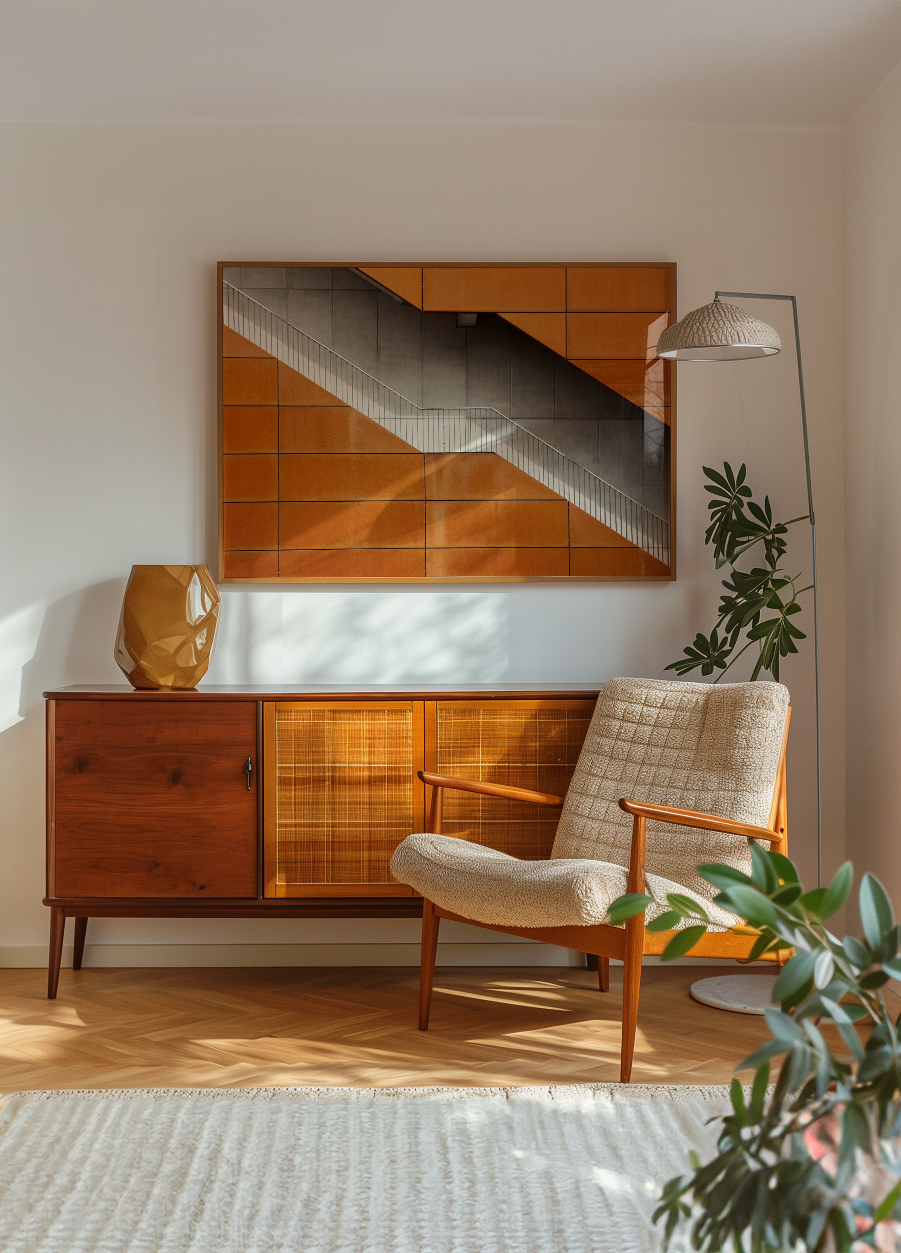 Escalera diagonal naranja