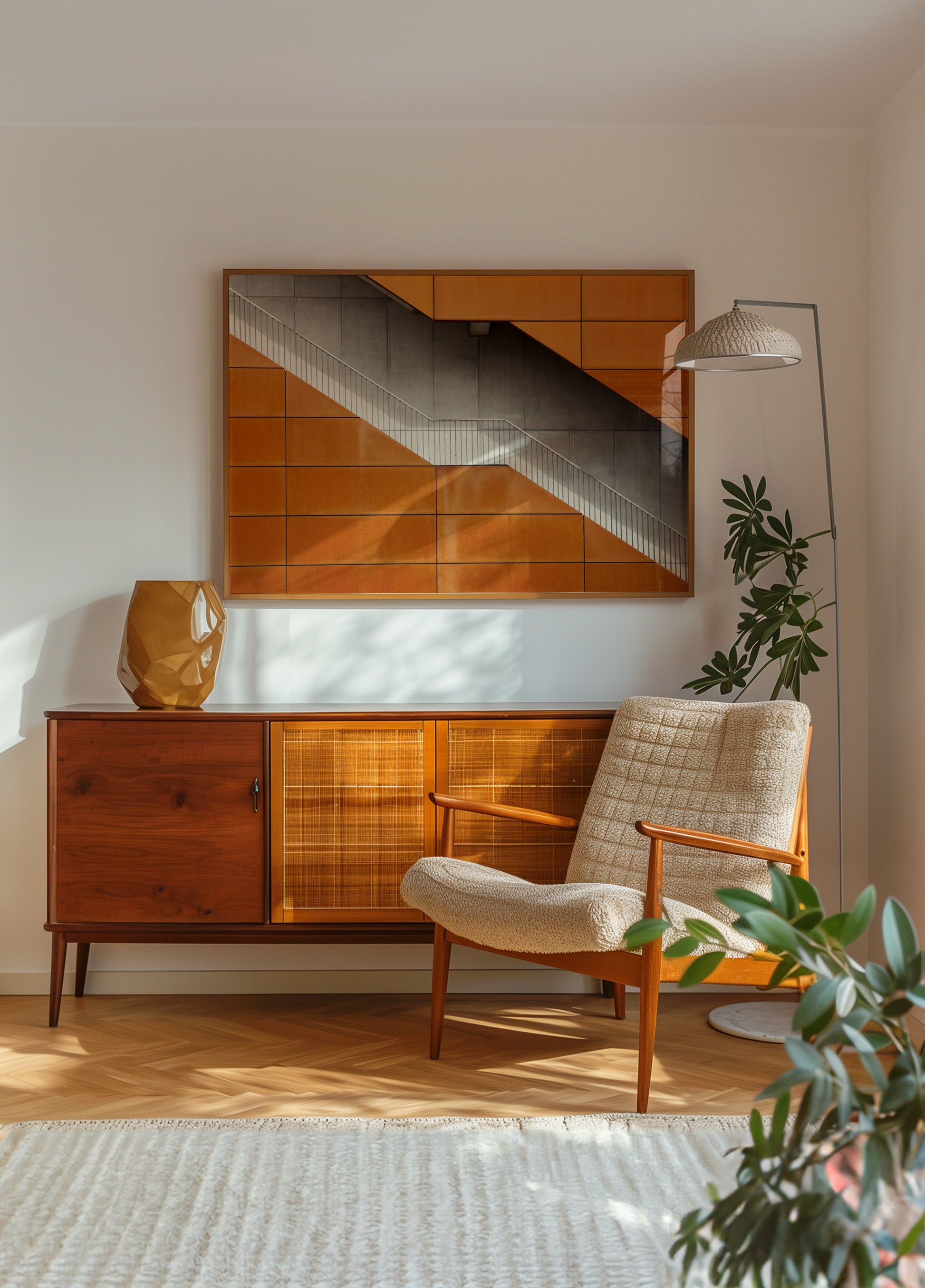 Escalera diagonal naranja
