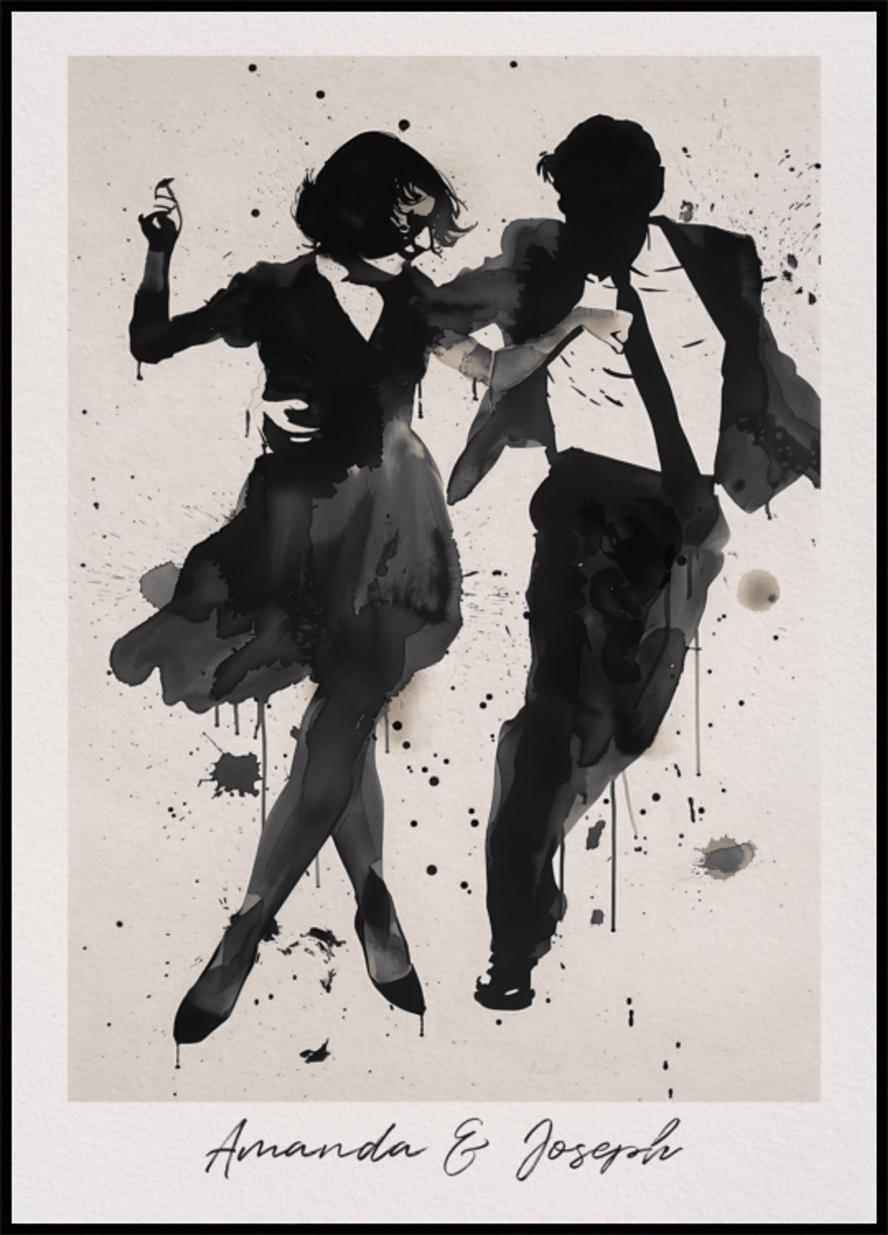 Silueta de pareja de baile Ink Art