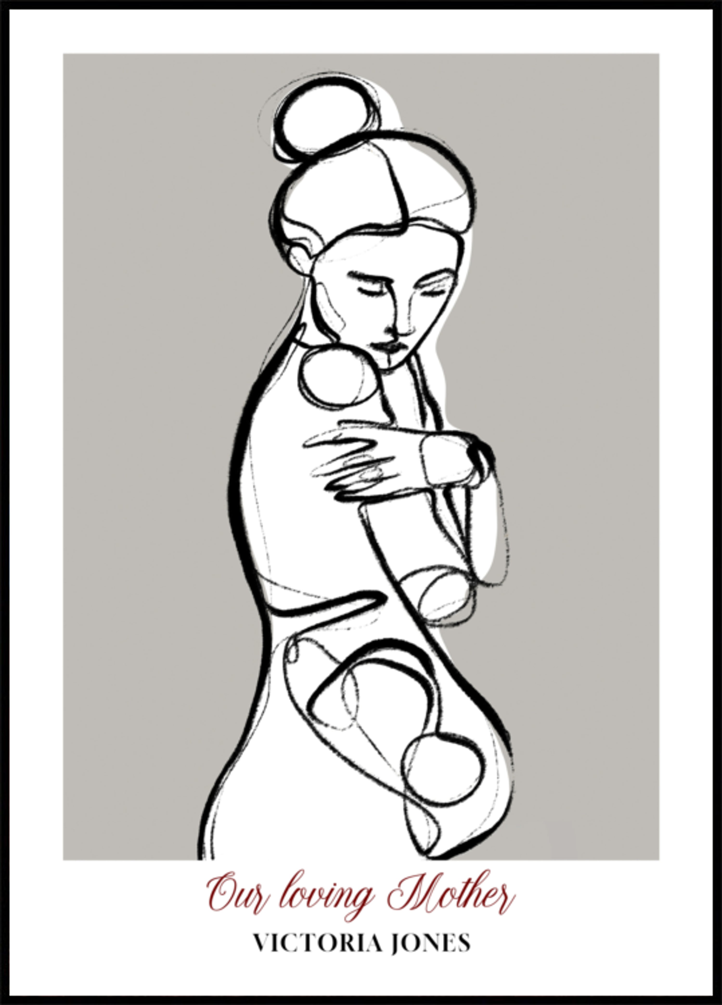 Arte lineal minimalista de mujer en autoabrazos