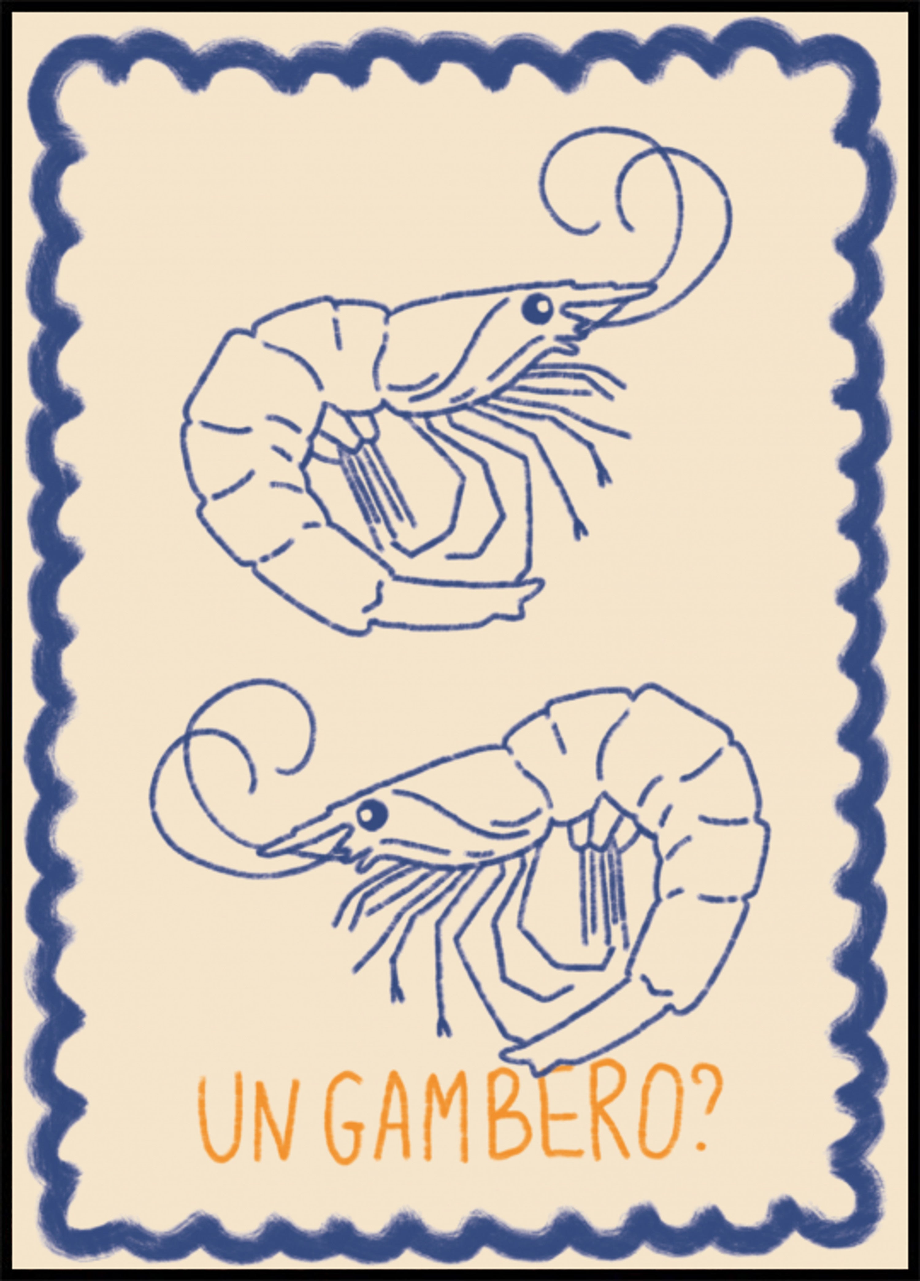 Camarones Azules Dibujados A Mano