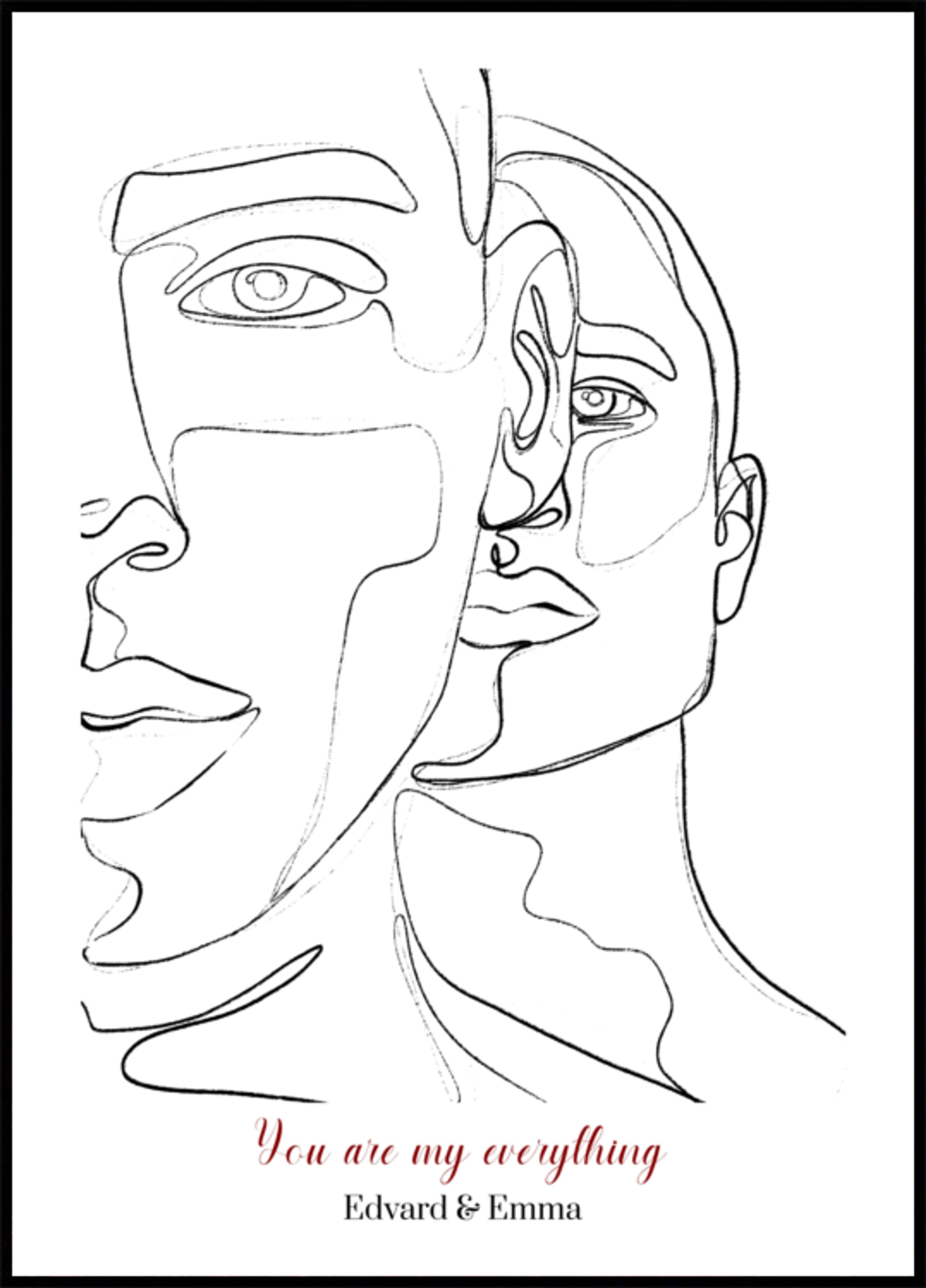 Retrato de pareja minimalista en arte lineal