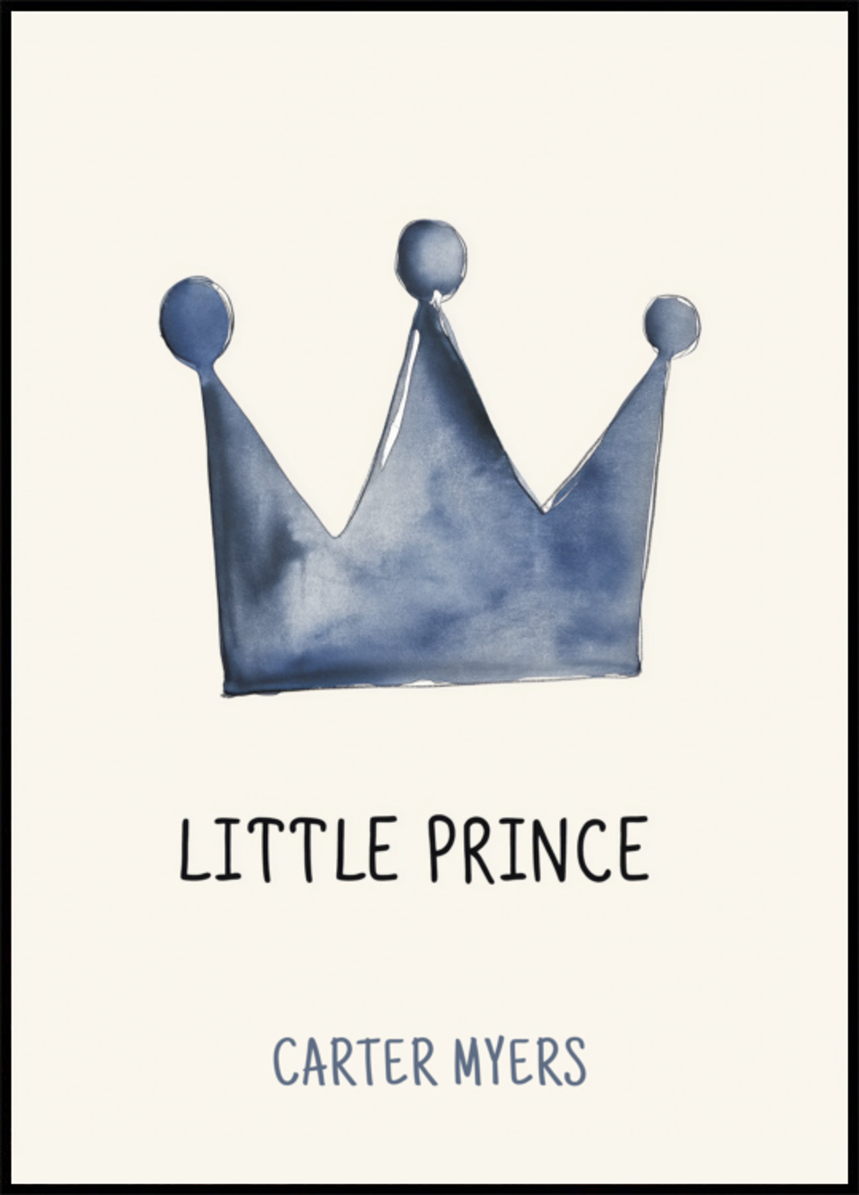 Arte de pared minimalista del Principito con corona azul