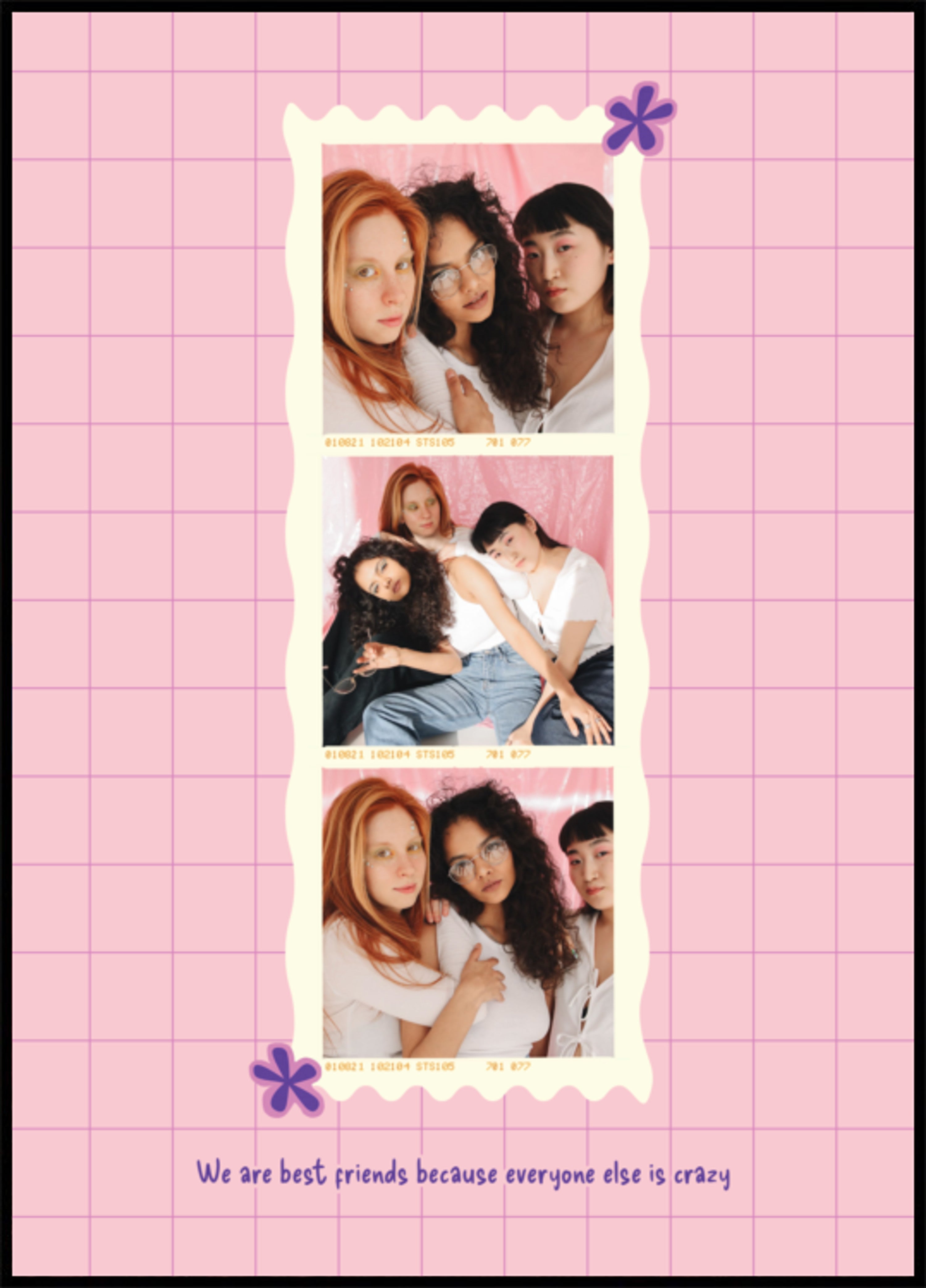 Collage de amigos Polaroid rosa