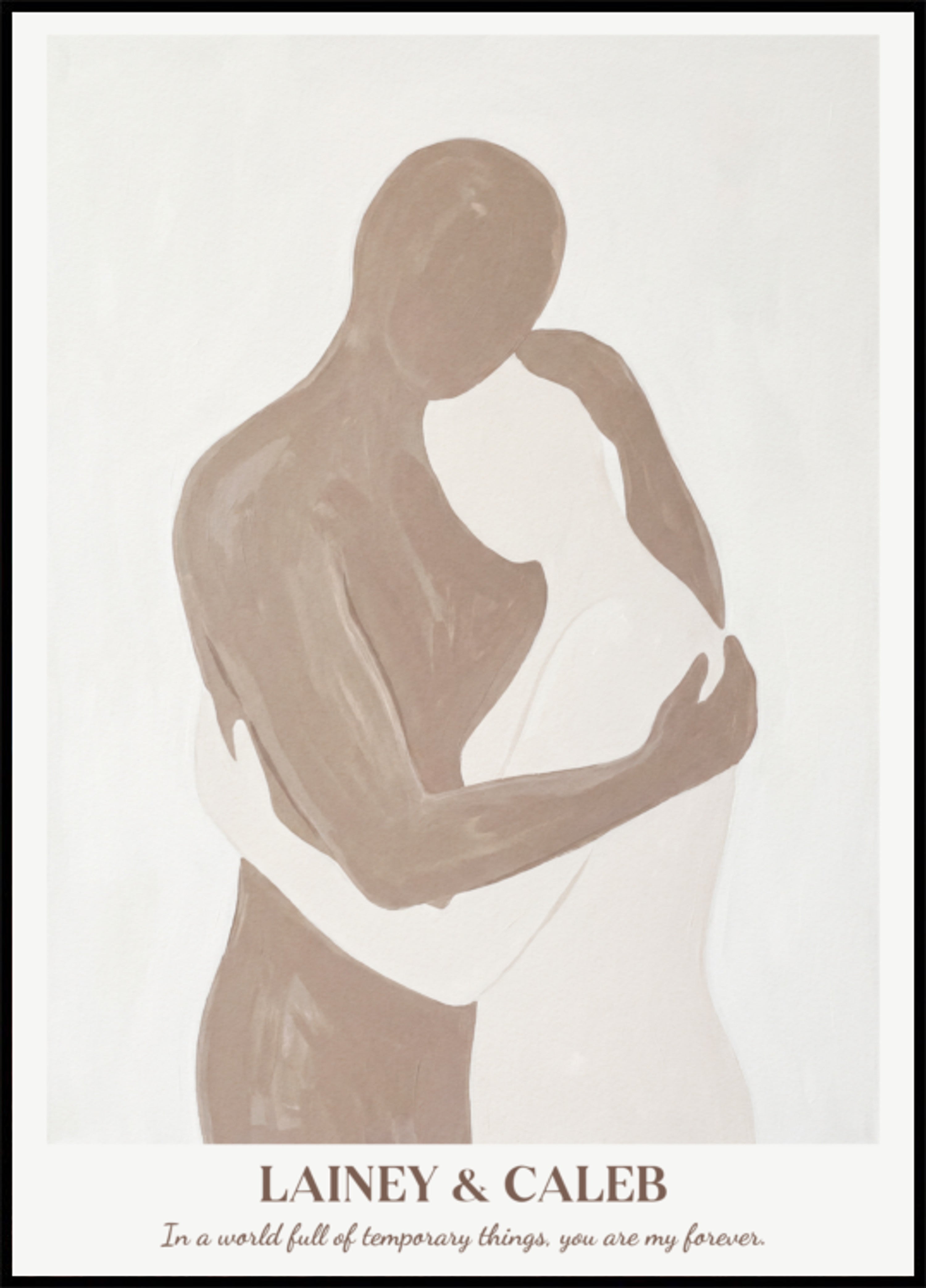 Silueta de pareja minimalista de dos personas abrazadas