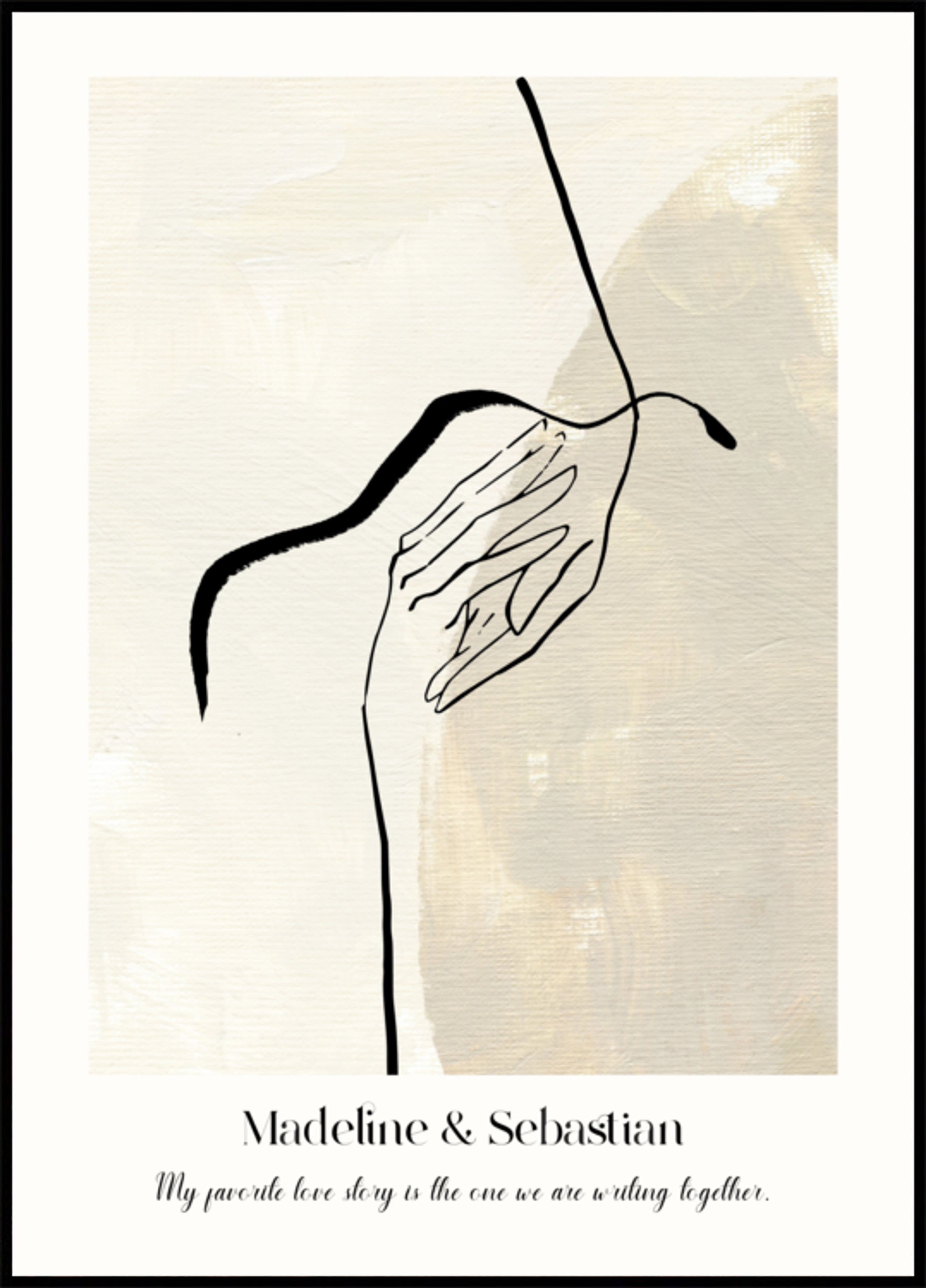 Arte lineal de amor abstracto minimalista Póster