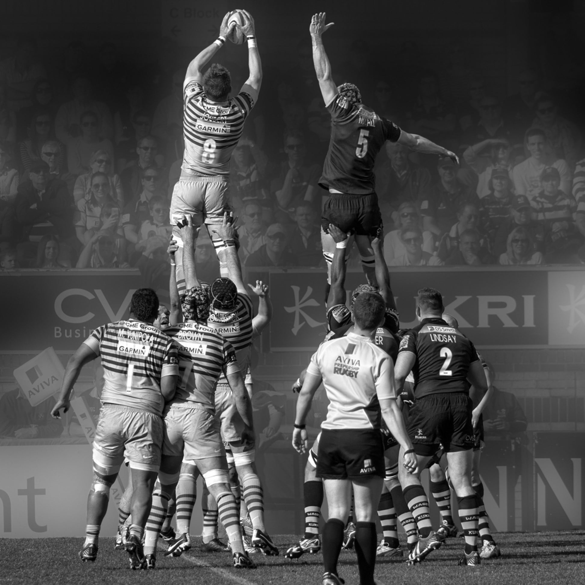 Acción del lineout de rugby