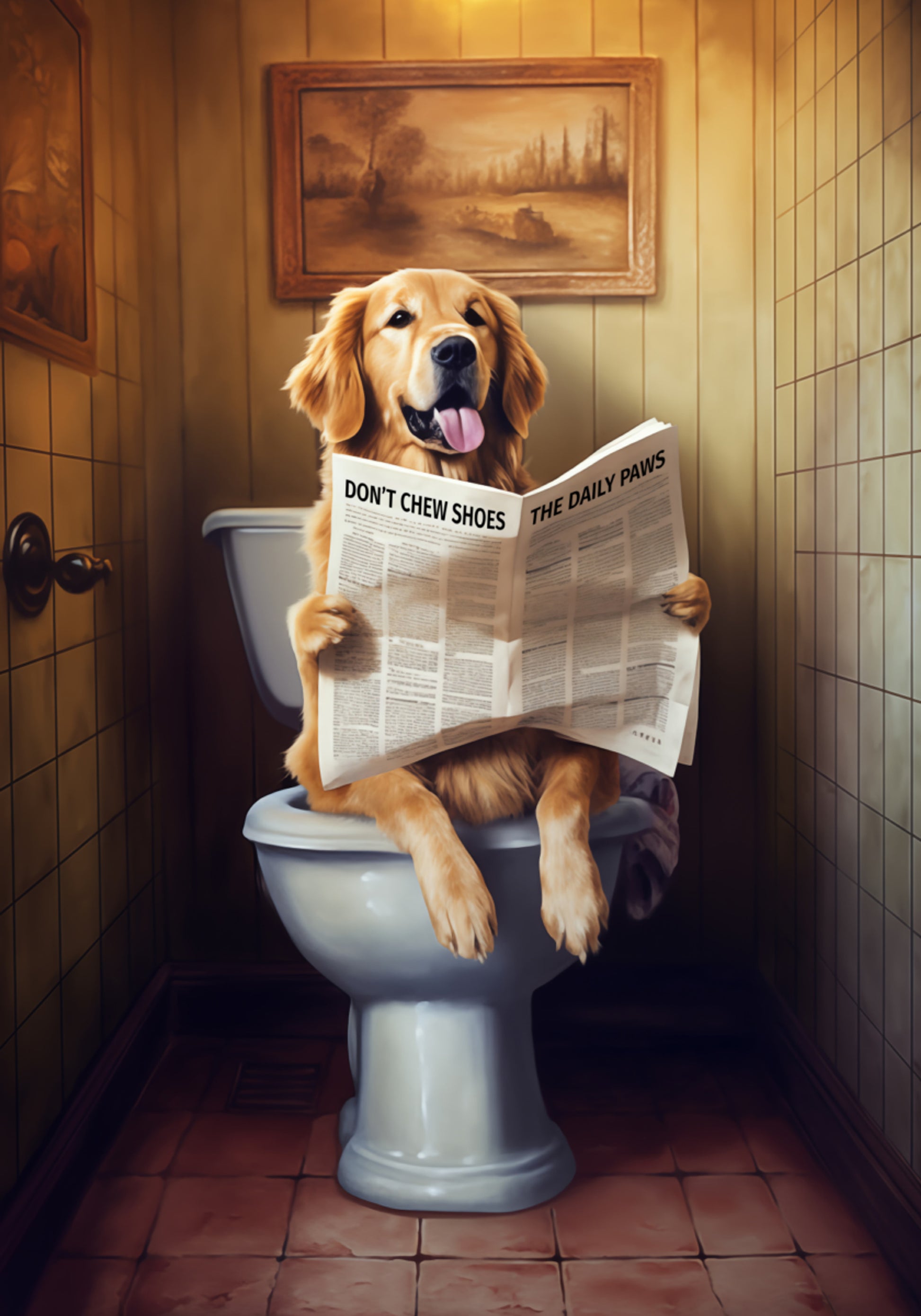 Perro divertido leyendo el periódico