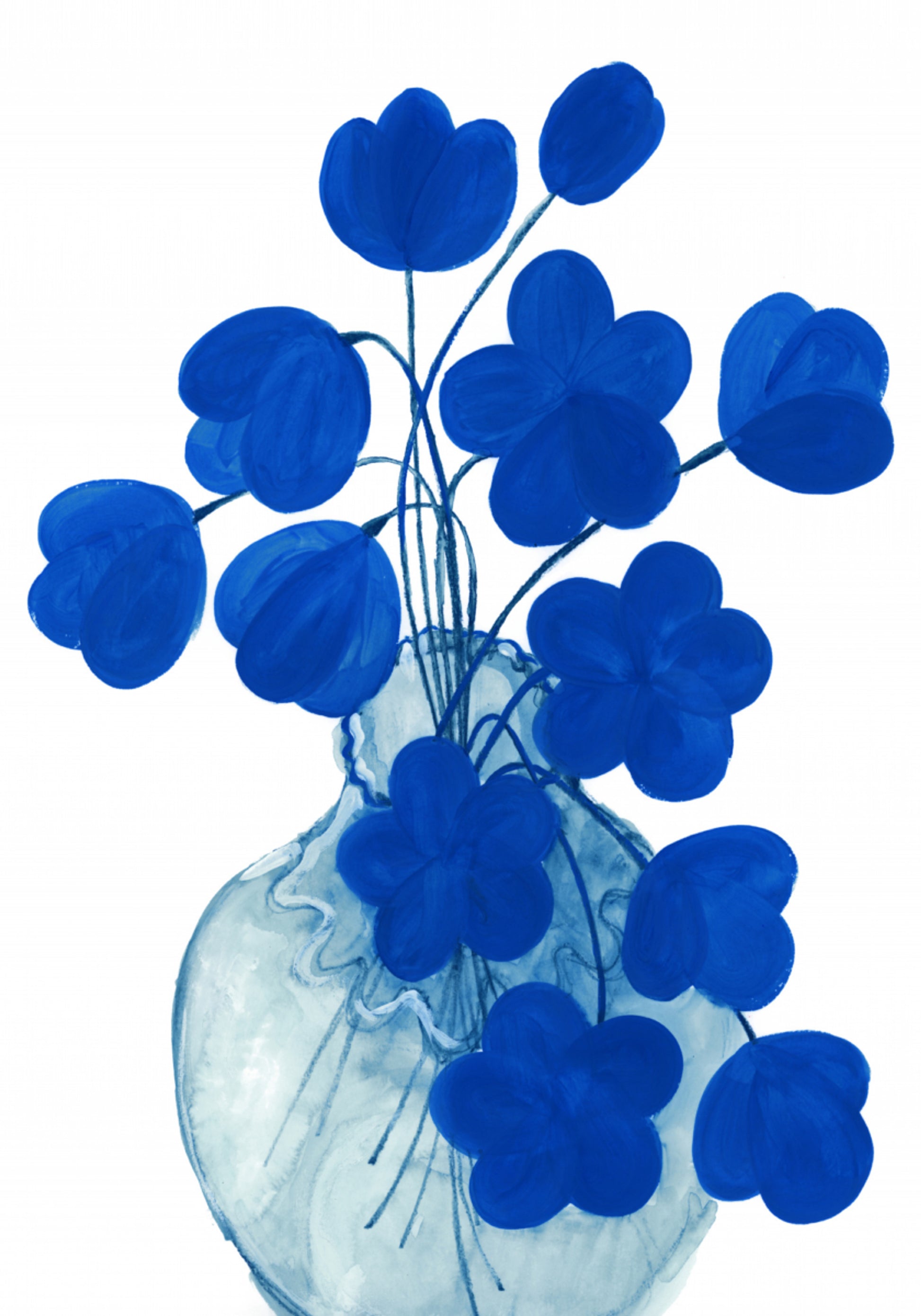 Jarrón floral azul intenso
