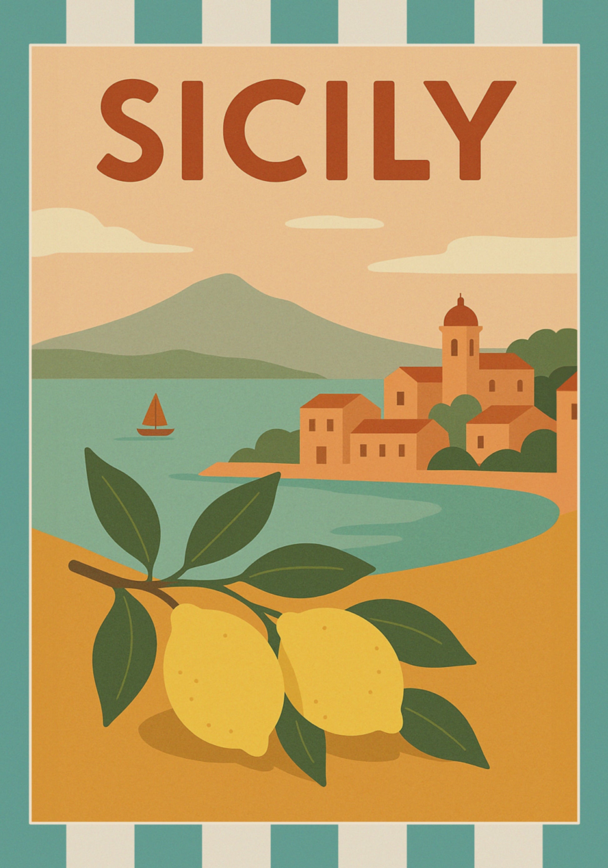 Pueblo costero de limones sicilianos