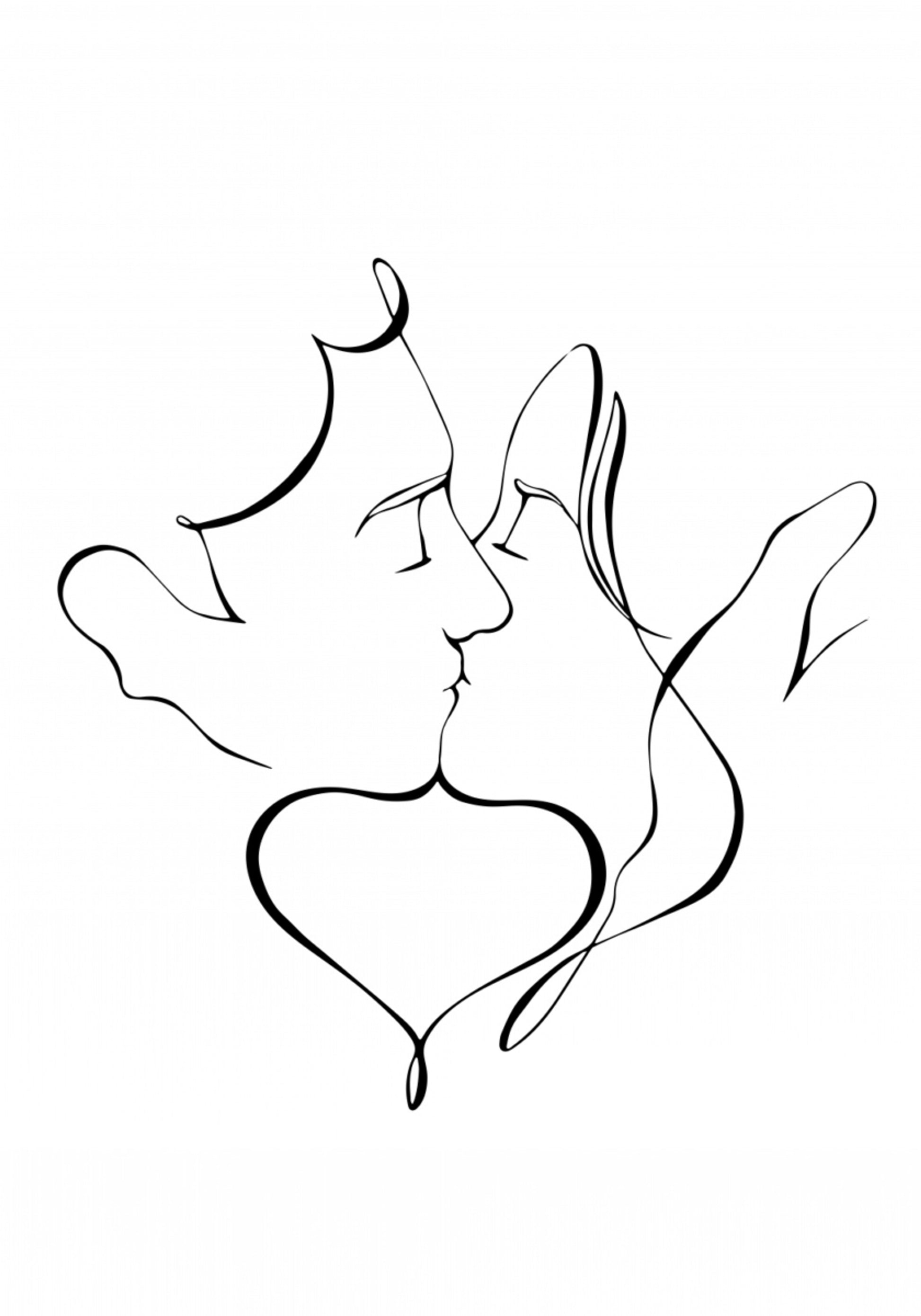 Líneas de besos románticos