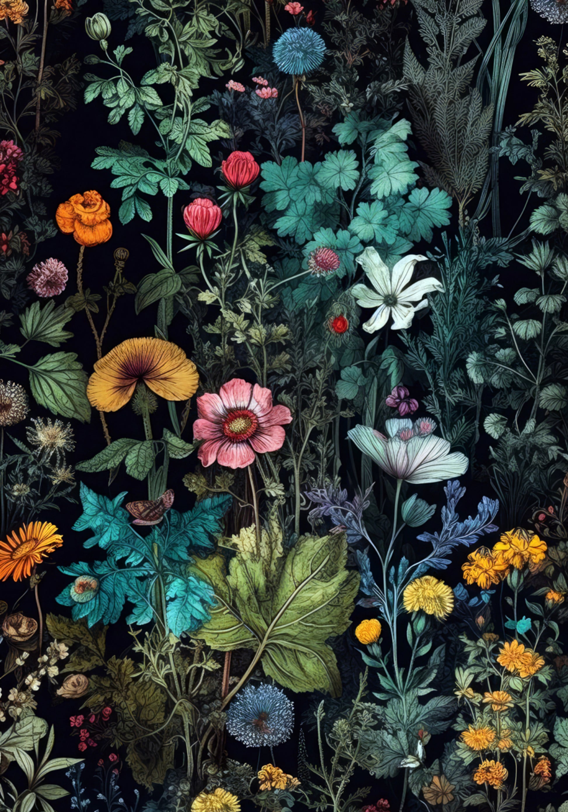 Jardín floral oscuro