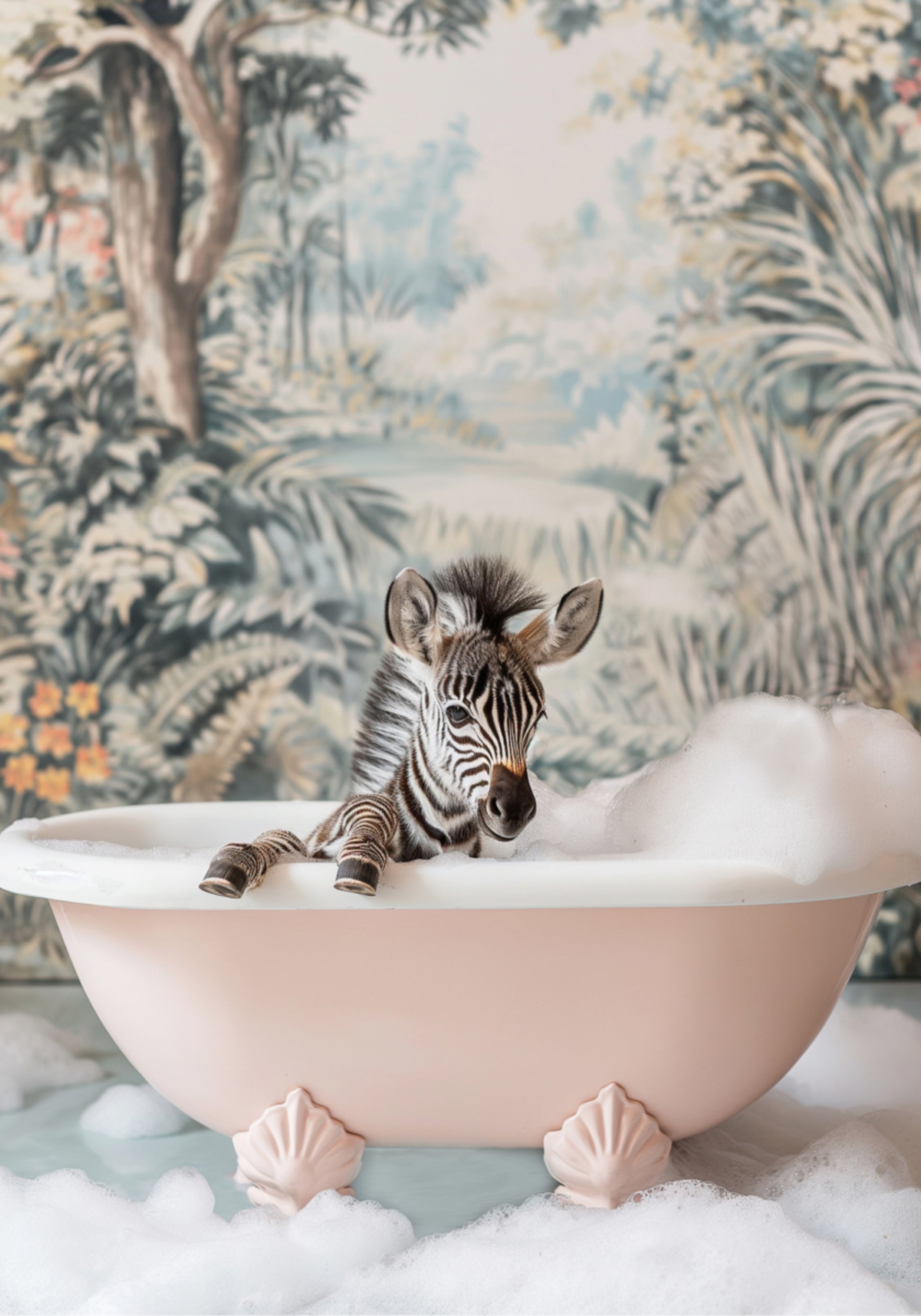 Baño de burbujas de cebra bebé