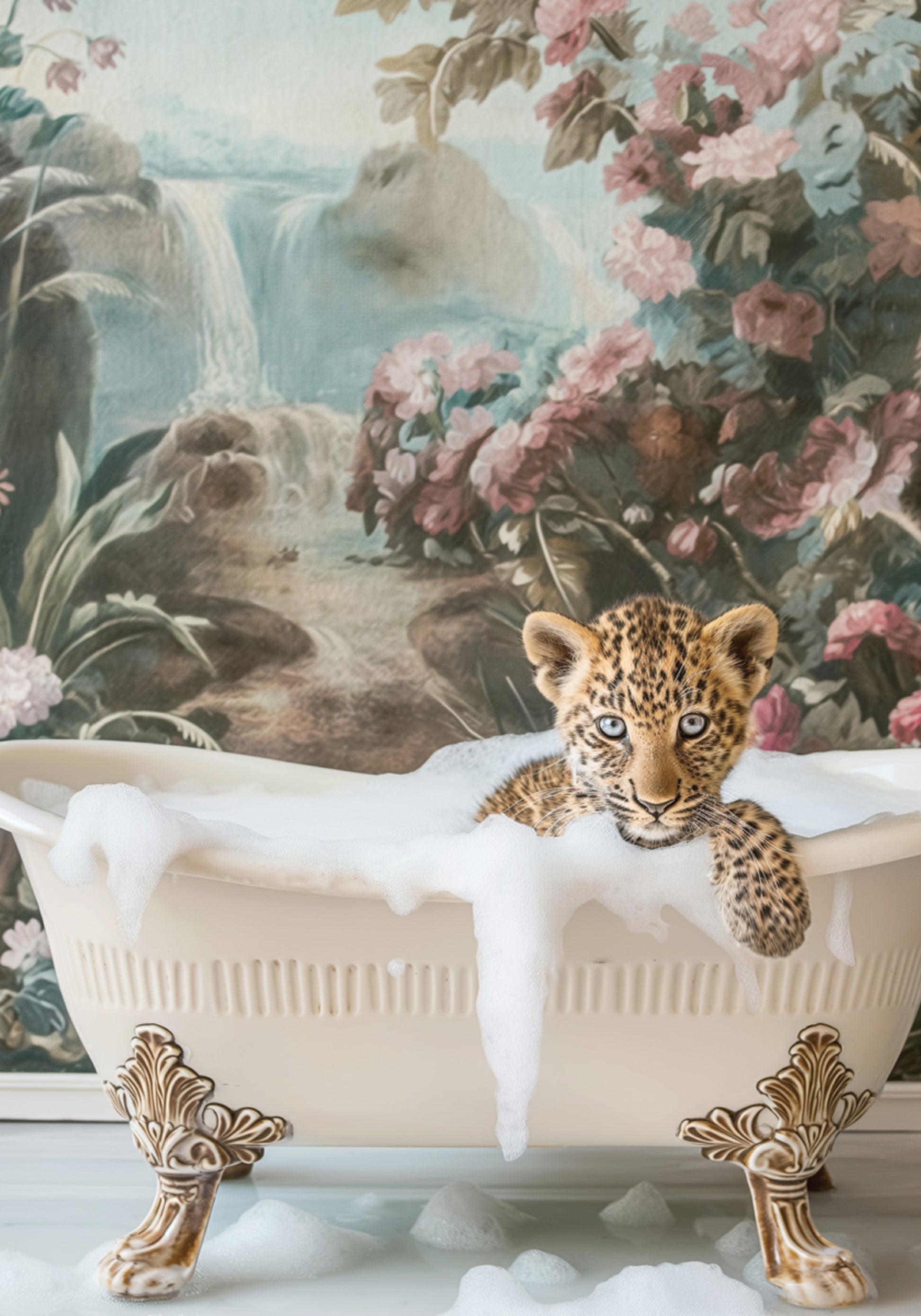 Baño de burbujas de cachorro de leopardo