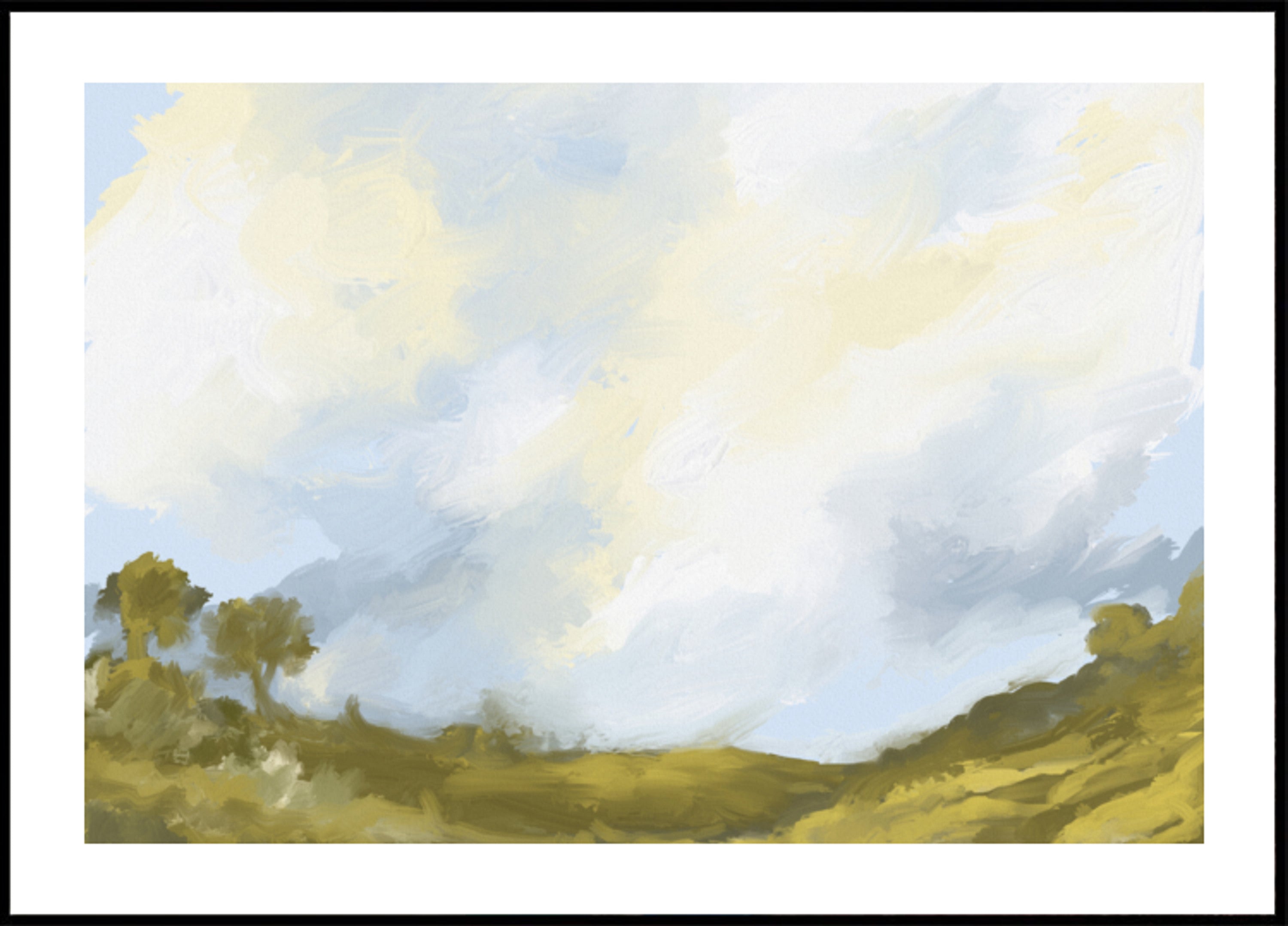 Paisaje de nubes de campos ondulantes