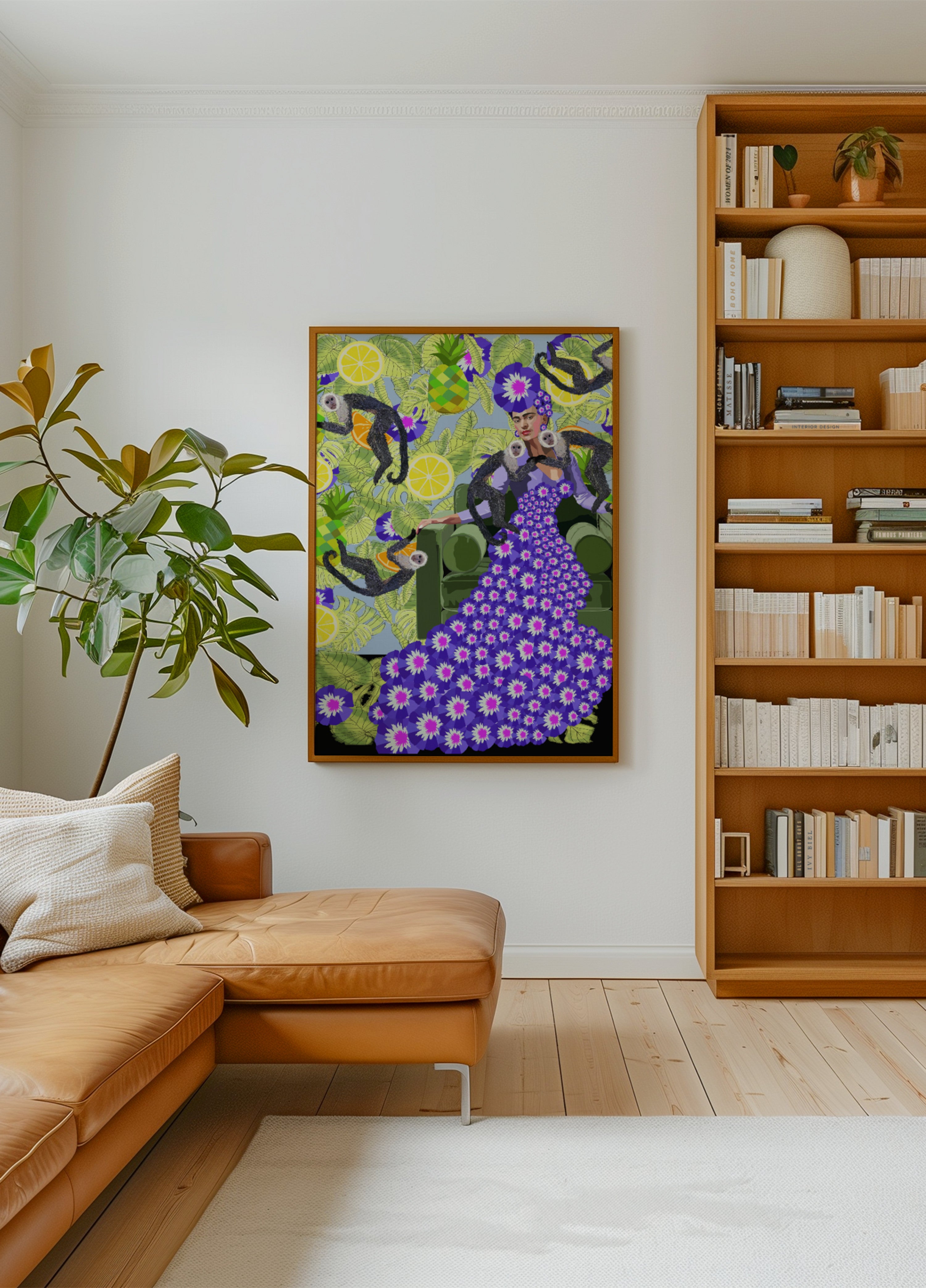 Mujer tropical con monos