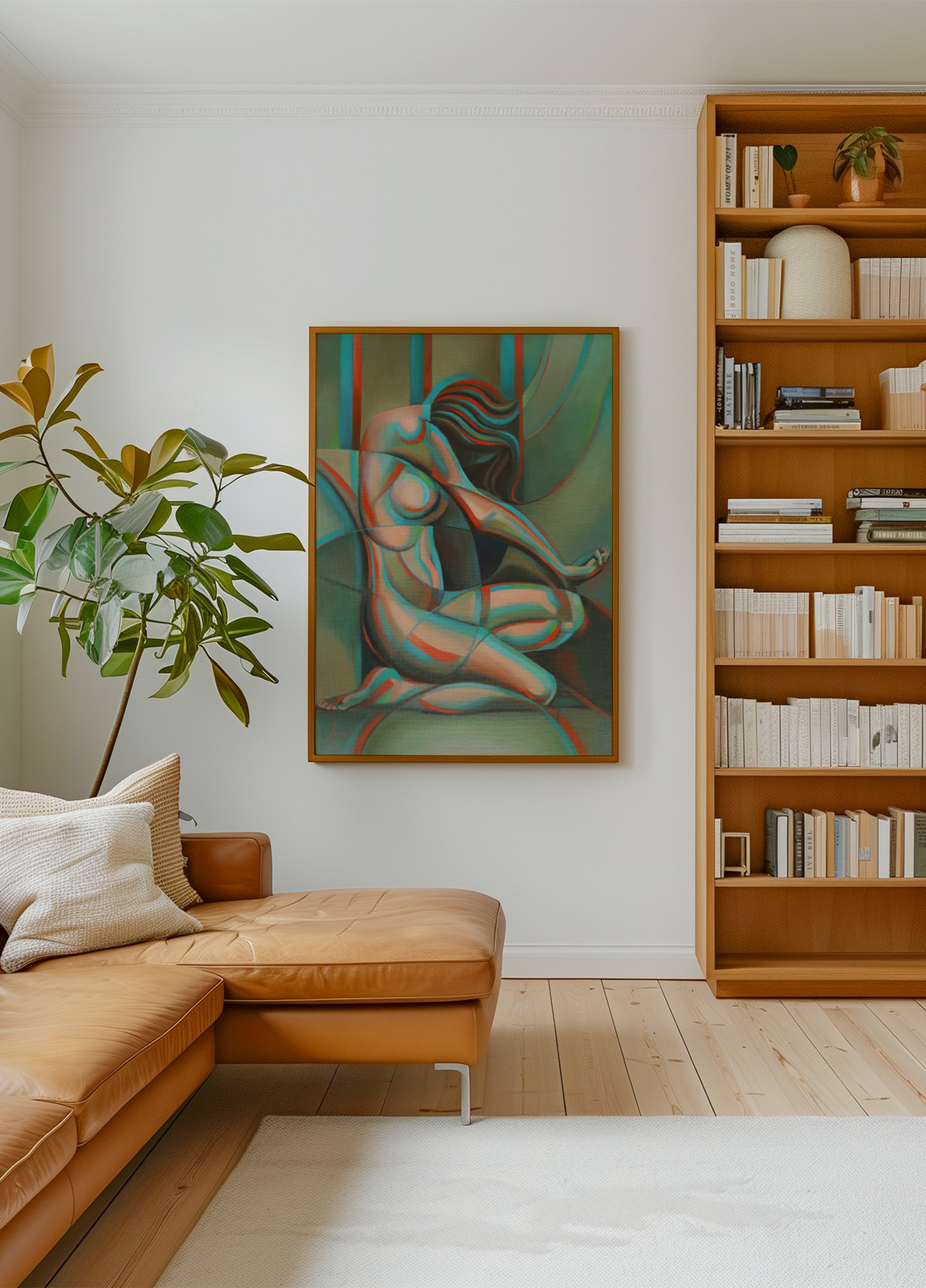Mujer cubista contemplativa
