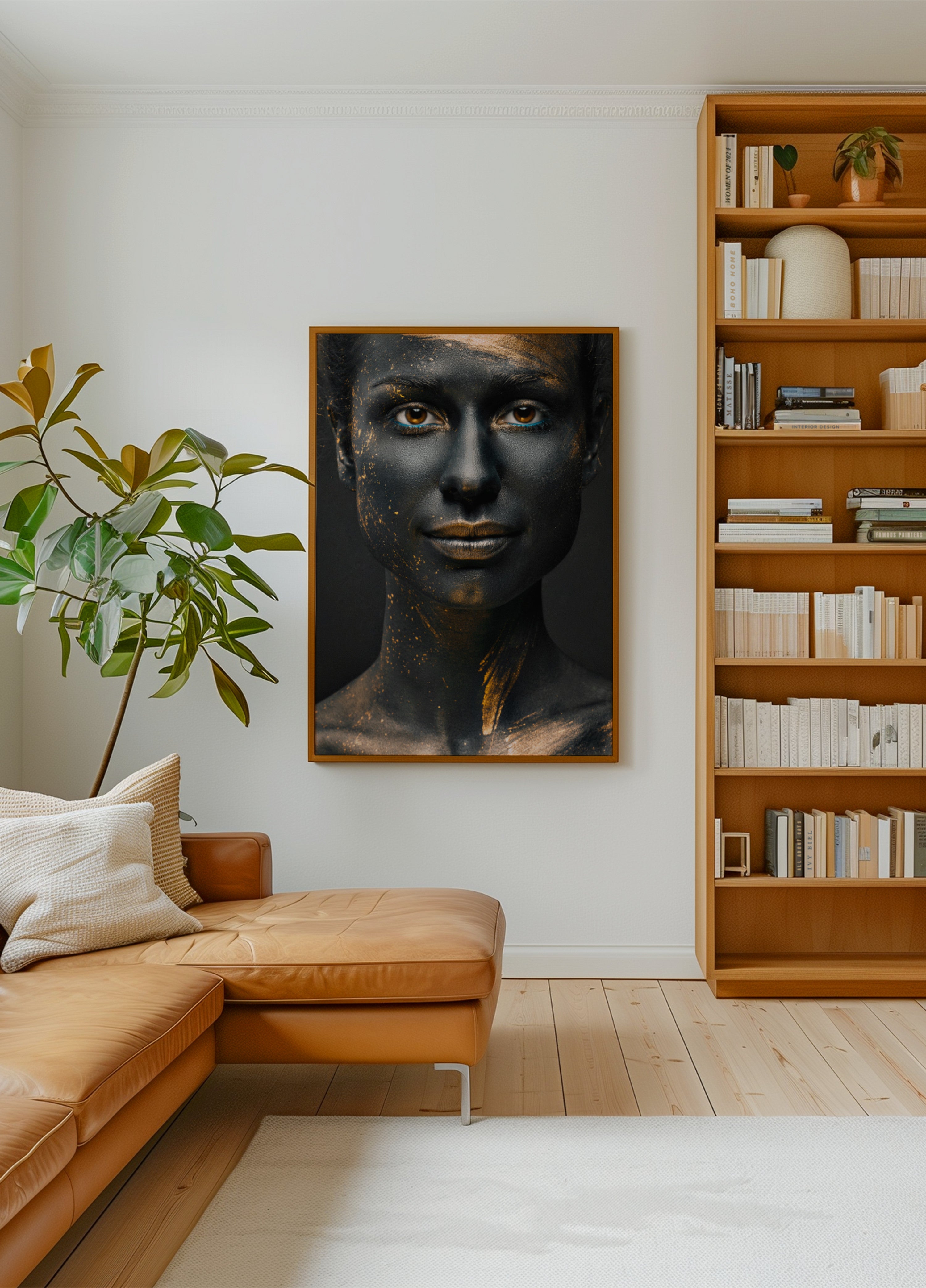 Retrato de salpicaduras de oro negro