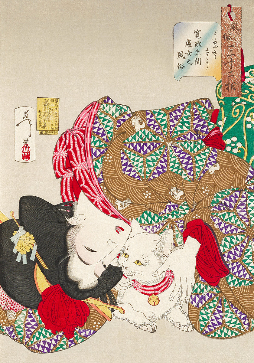 Woman With Pet Kansei Era (1888) By Tsukioka Yoshitoshi (NEW) - Posterbox