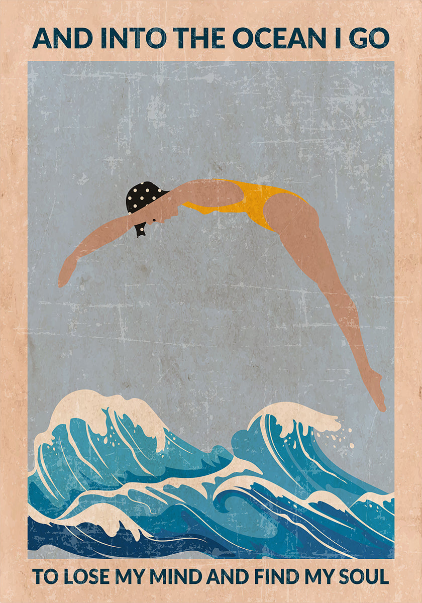 Into the Ocean (blue) Standard Wall Art - Posterbox